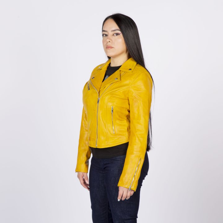 W-NRLWJ068-S4 LADIES YELLOW NAPPA JACKET 054 – Image 2