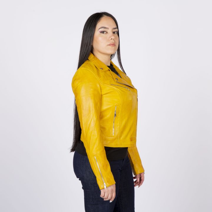W-NRLWJ068-S4 LADIES YELLOW NAPPA JACKET 054 – Image 3