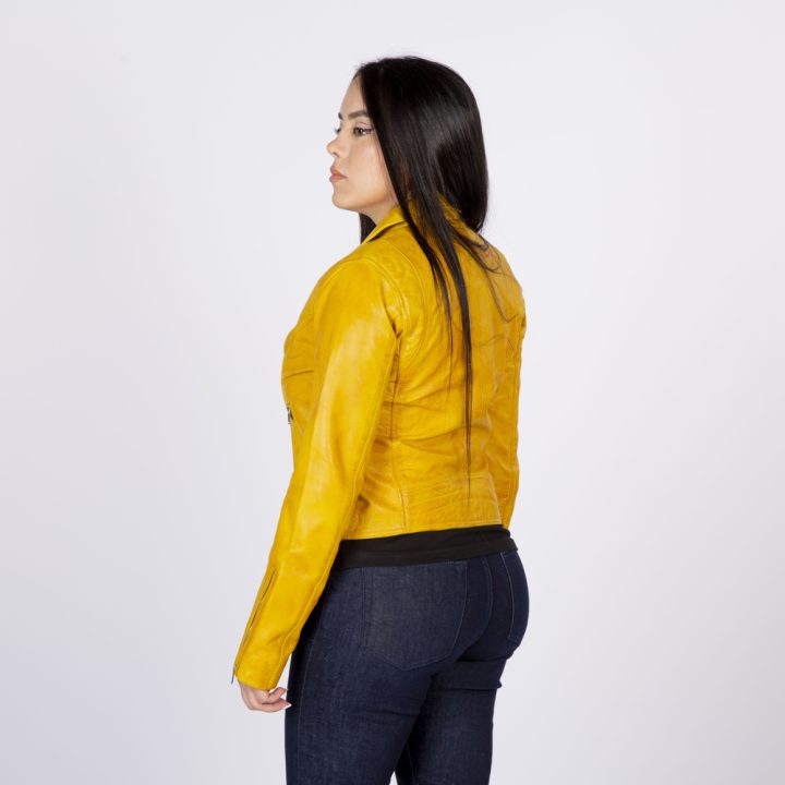 W-NRLWJ068-S4 LADIES YELLOW NAPPA JACKET 054 – Image 4