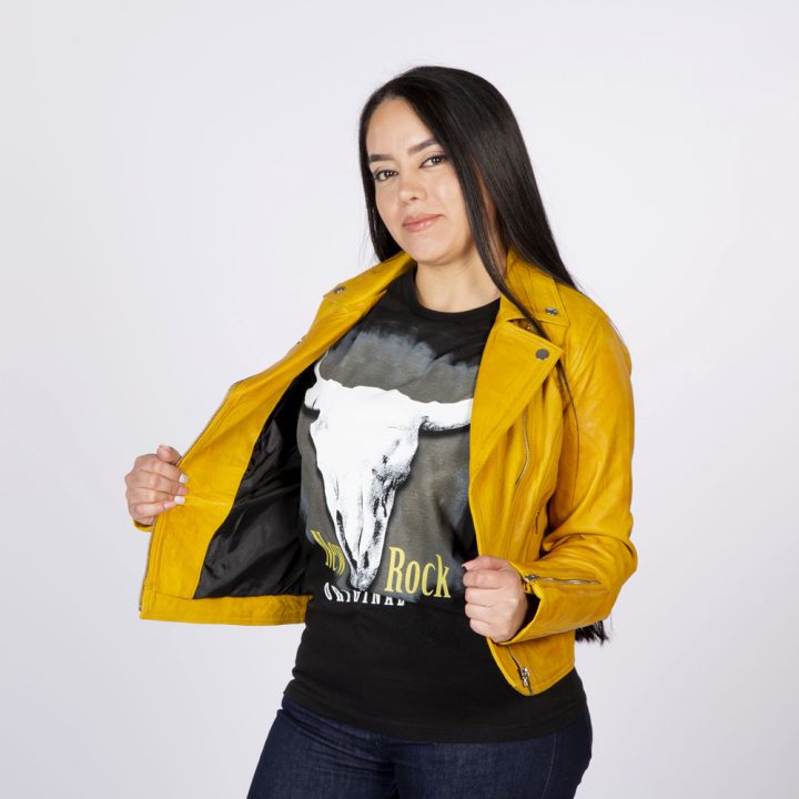 W-NRLWJ068-S4 LADIES YELLOW NAPPA JACKET 054 – Image 6