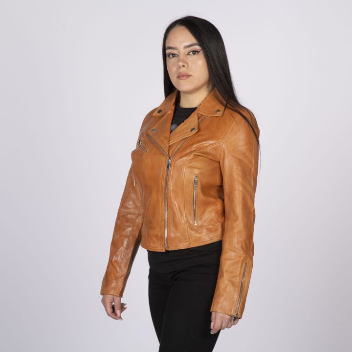 W-NRLWJ068-S5 LADIES TAN NAPPA JACKET 054 – Image 2