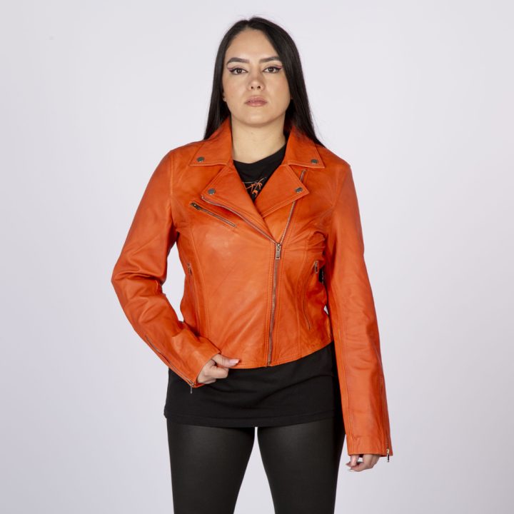W-NRLWJ068-S7 LADIES ORANGE NAPPA JACKET 054