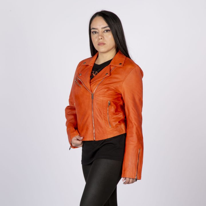 W-NRLWJ068-S7 LADIES ORANGE NAPPA JACKET 054 – Image 2