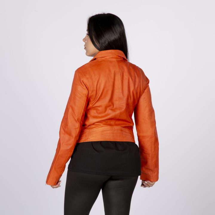 W-NRLWJ068-S7 LADIES ORANGE NAPPA JACKET 054 – Image 4