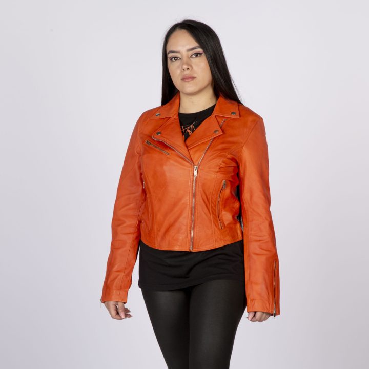 W-NRLWJ068-S7 LADIES ORANGE NAPPA JACKET 054 – Image 5