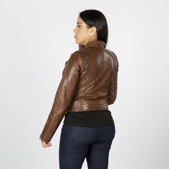 W-NRLWJ068-S9 LADIES BROWN  NAPPA JACKET 054 – Image 4