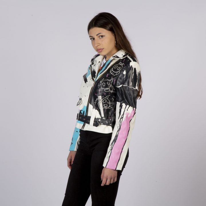 W-NRLWJ072-S1  LADIES ECOVEGAN NEW ROCK JACKET WHITE AND BLUE SKY – Image 2