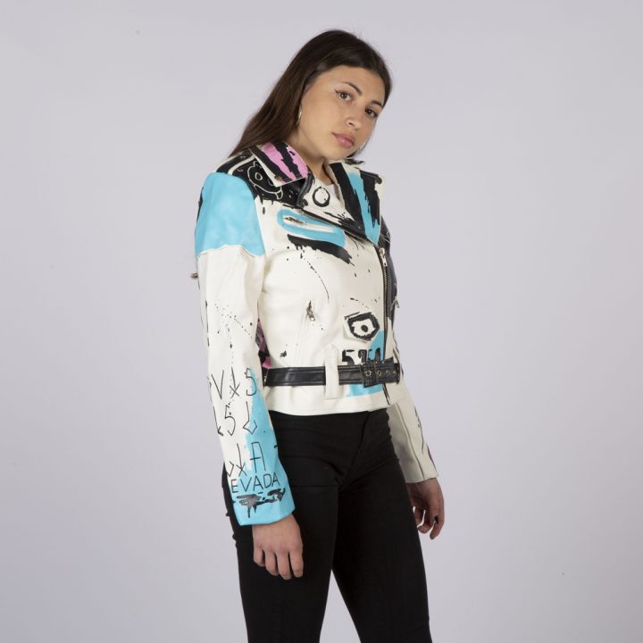 W-NRLWJ072-S1  LADIES ECOVEGAN NEW ROCK JACKET WHITE AND BLUE SKY – Image 3