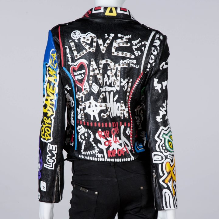 W-NRLWJ082-S1  LADIES SYNTHETIC NEW ROCK JACKET LOVE ART FASHION – Image 8