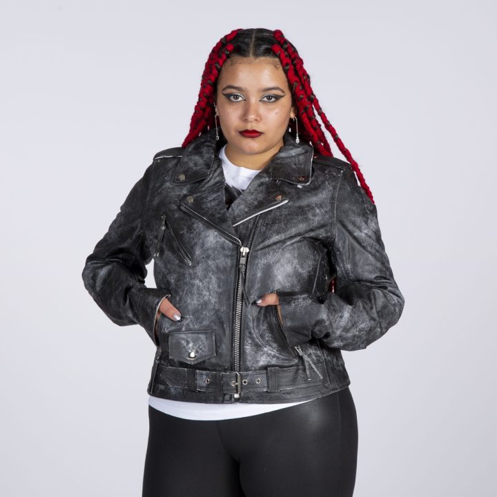 W-NRLWJ083-S1  LADIES JACKETS MADE OF BLACK MILLED   LEATHER :  LDS-MB