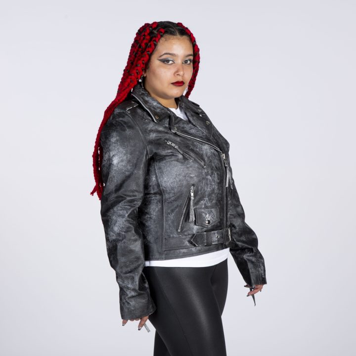 W-NRLWJ083-S1  LADIES JACKETS MADE OF BLACK MILLED   LEATHER :  LDS-MB – Image 2