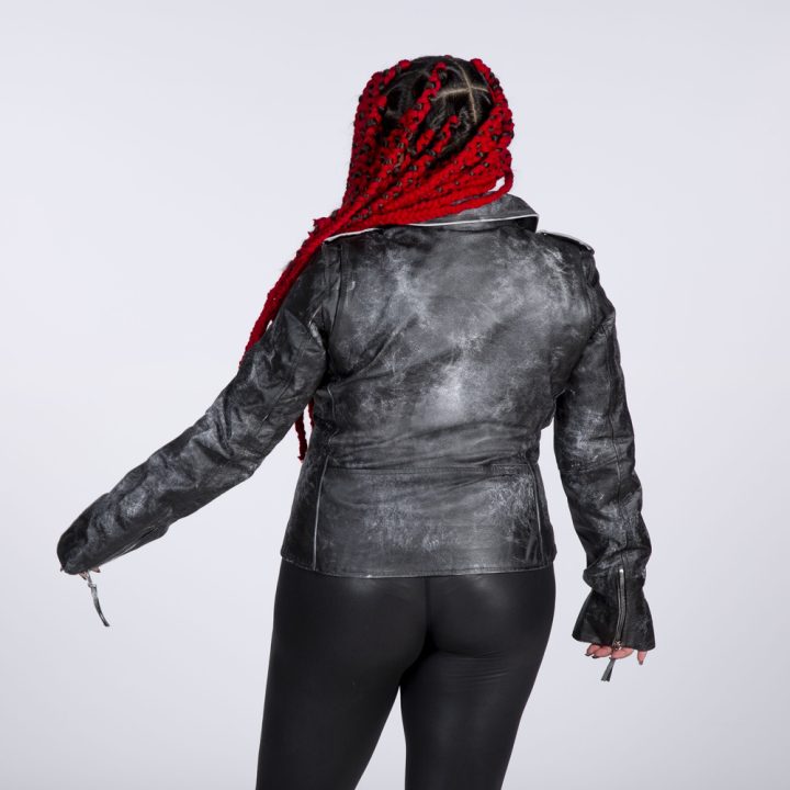 W-NRLWJ083-S1  LADIES JACKETS MADE OF BLACK MILLED   LEATHER :  LDS-MB – Image 3