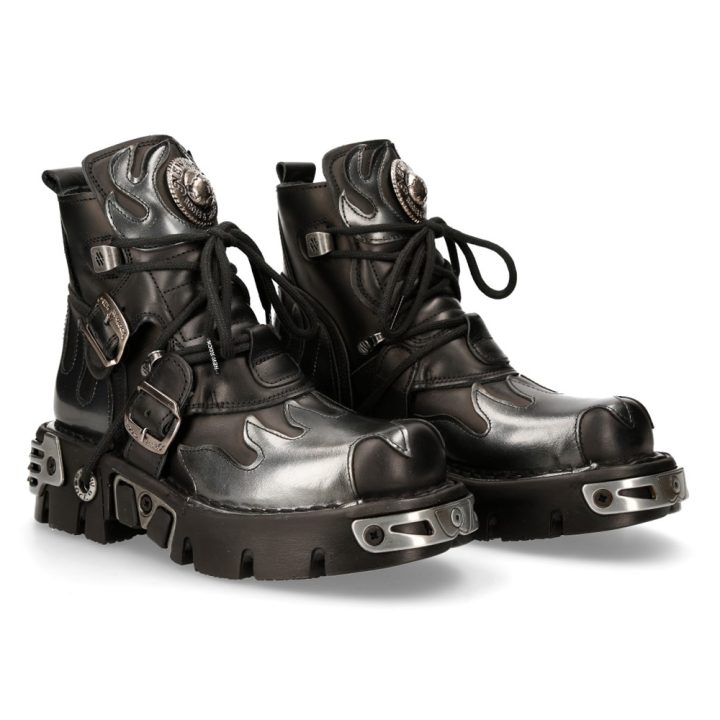 Bottines Acier, Noir New Rock M-288-S2