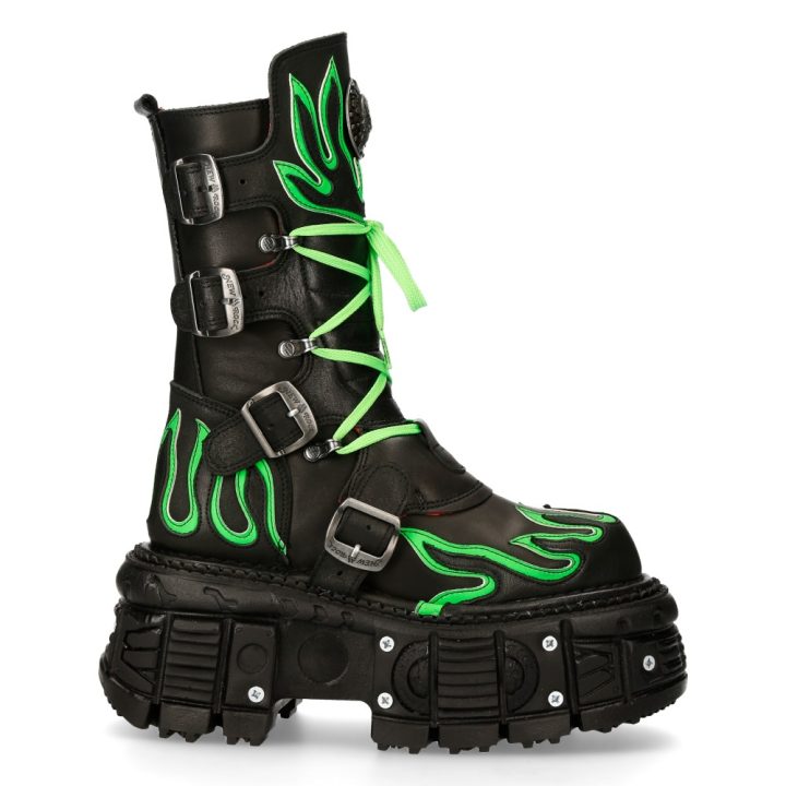 Bottes Noir, Vert New Rock M-TANK015-C4 – Image 2