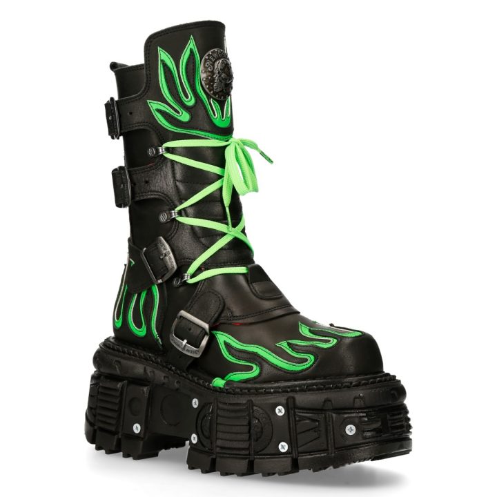 Bottes Noir, Vert New Rock M-TANK015-C4 – Image 3