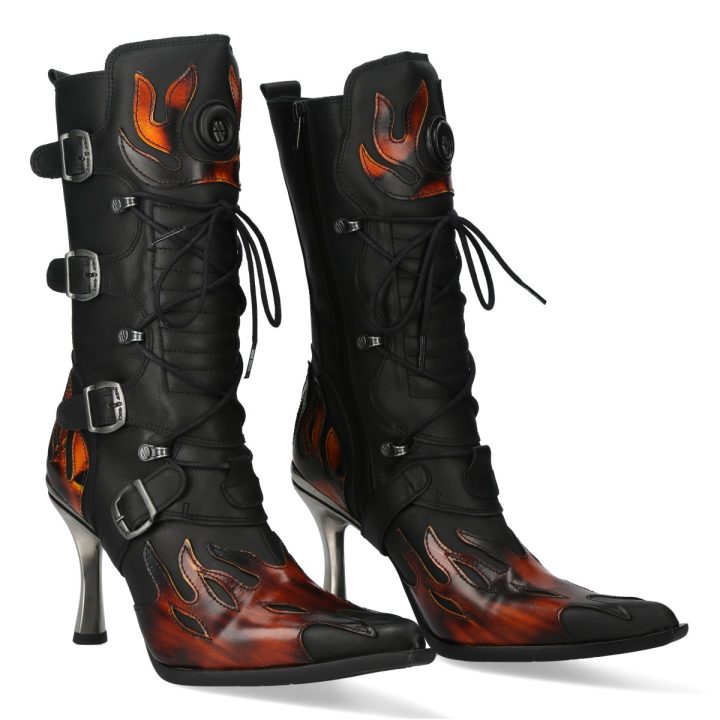 Bottes Noir, Orange New Rock M-9591-S1