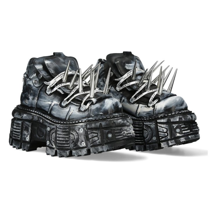 Bottines Blanc, Noir New Rock M-TANK106P-C1