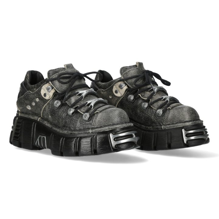 Bottines Noir Crack New Rock M-120N-C99