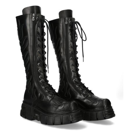 'Bottes hautes' Acier, Noir New Rock M-350-C11